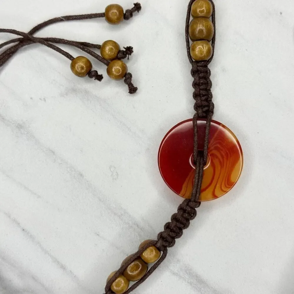 Wood Beaded Swirled Disc Tie Belt Large (L) ✨
